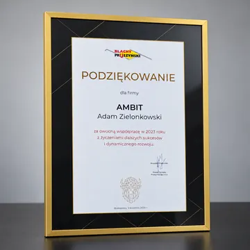 Blachy Pruszyński – Dankschreiben
