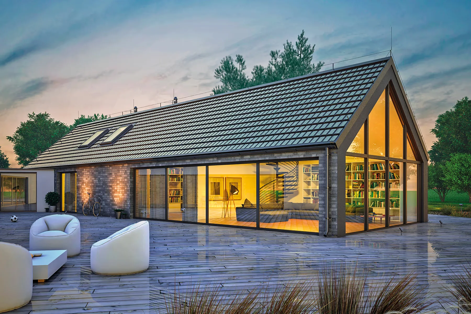 eTile Classic – ilustracja domu z dachem solarnym