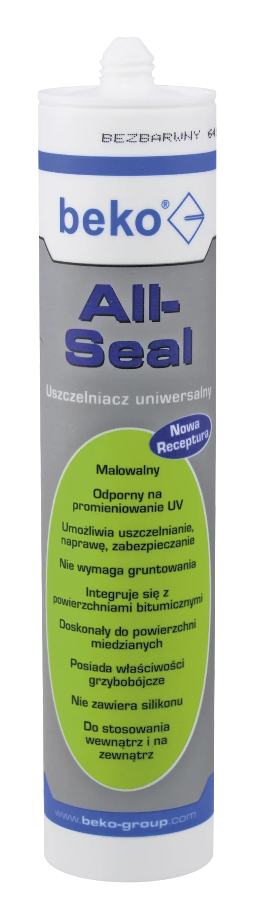 beko All-Seal uszczelniacz uniwersalny – kartusz 300 ml z zieloną etykietą